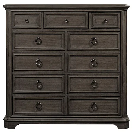 Traditional 11 Drawer Dressing Chest with Metal Hardware